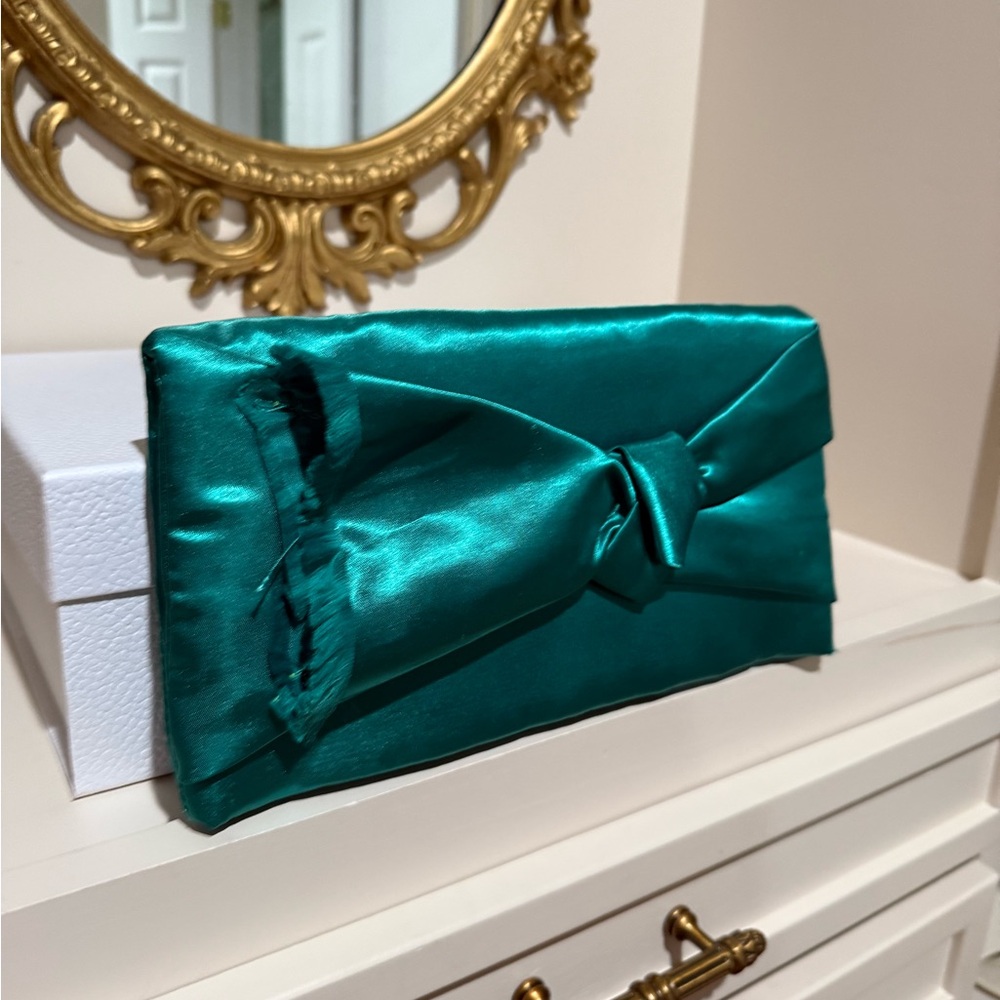 Elegant Teal Satin Clutch